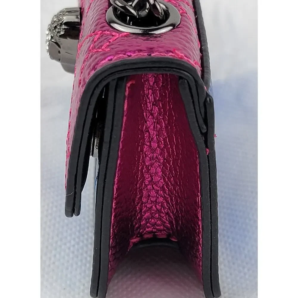 Designer Micro Mini Purse Metallic Pink Blue Crossbody Black Chain Bag Eagle New